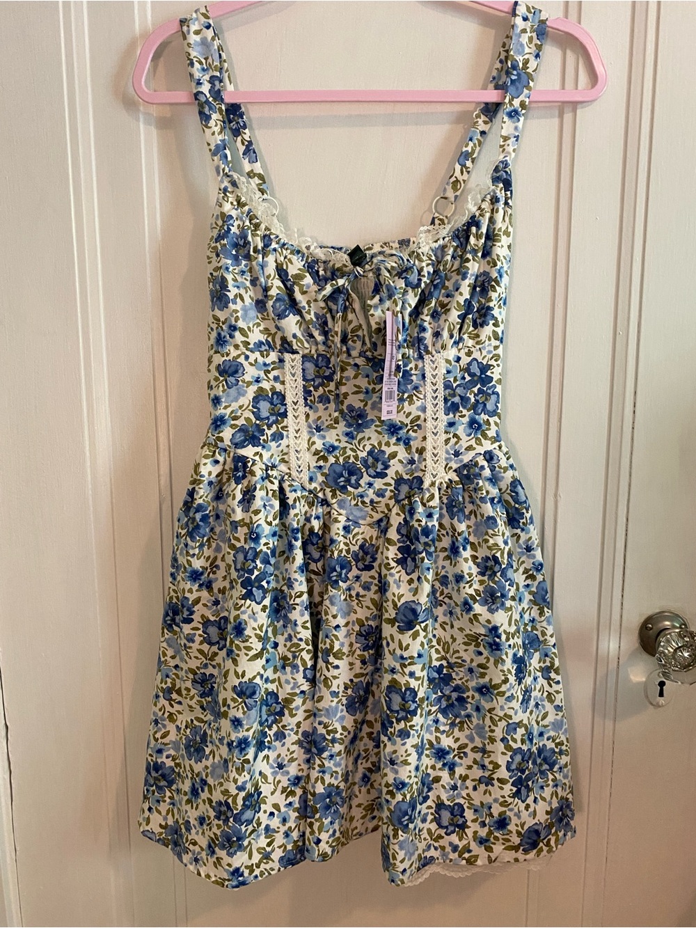 Target Blue Floral Lace-Trim Mini Dress